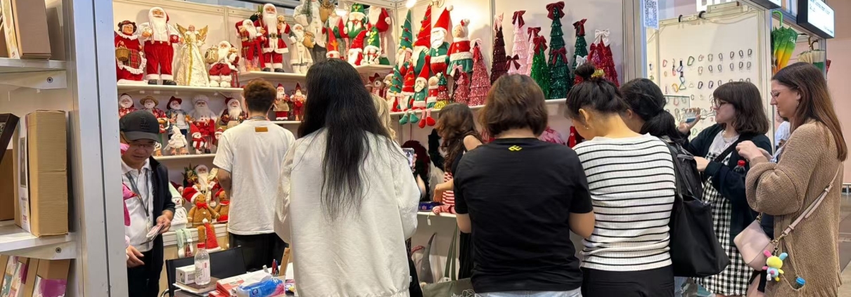 Visitors exploring Christmas decorations at the Hong Kong exhibition in April 2026